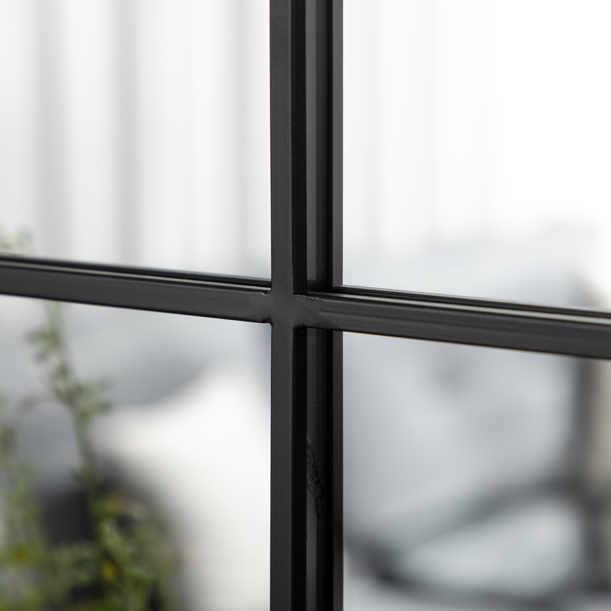 Wandspiegel, Fenster-Design, Flurspiegel, Metallrahmen, 70x50 cm, Schwarz