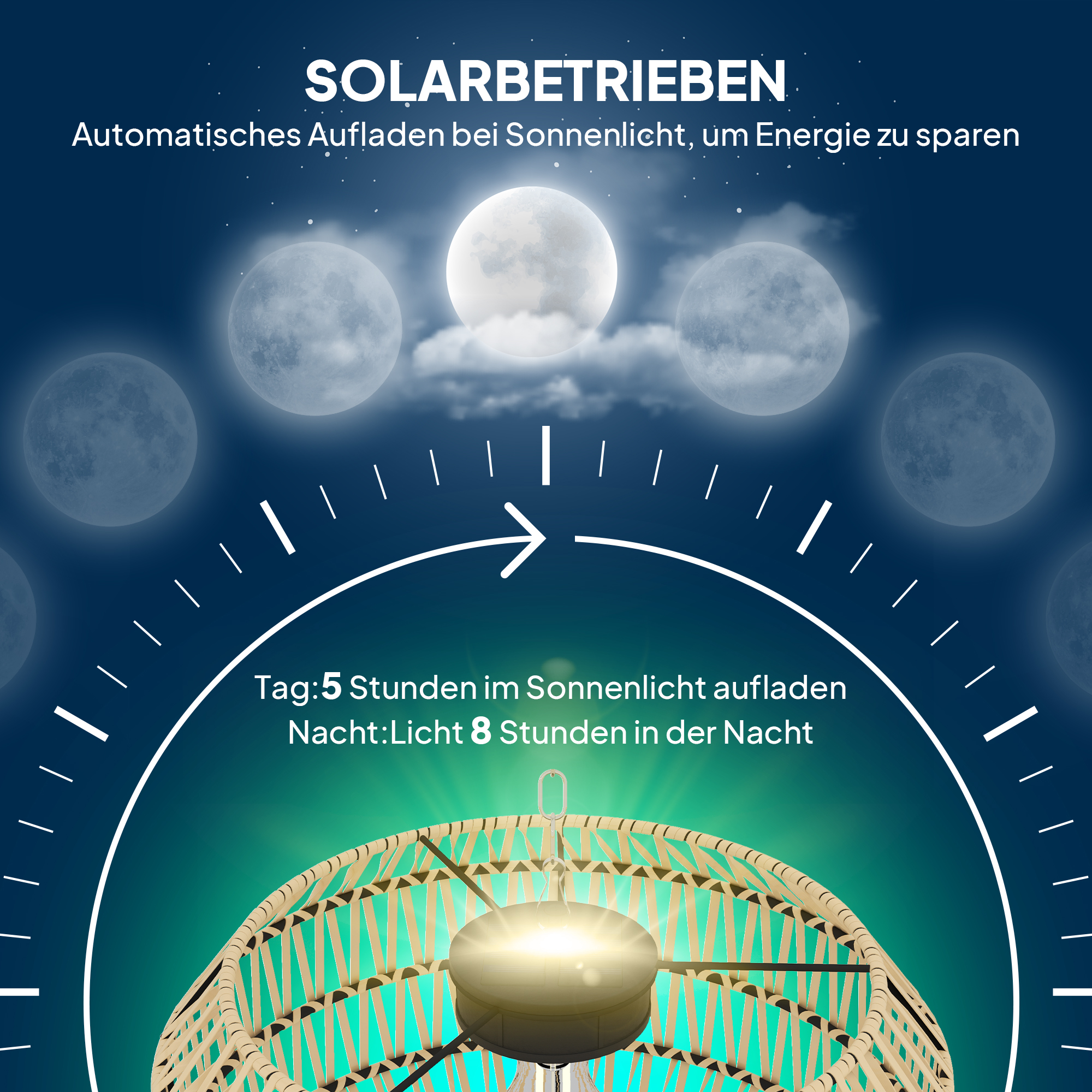 Solar Stehlampe Rattan Solarlampen mit Lichtsensor Automatische Solarleuchte im Boho-Stil IP44 Schwarz+Gelb
