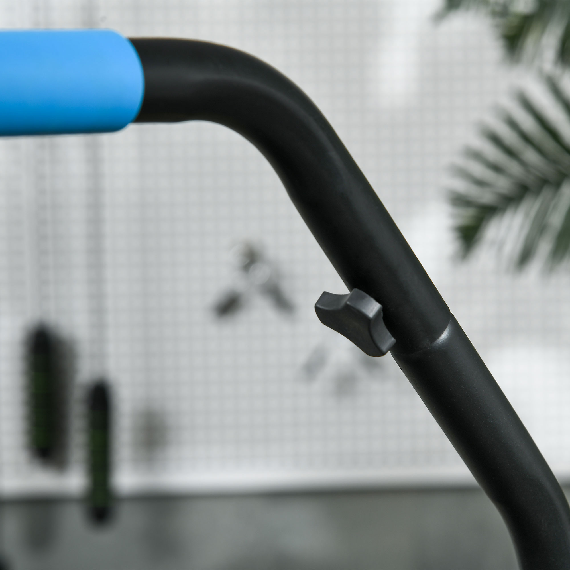 Fitnesstrampolin, klappbar, verstellbarer Haltegriff, Ø102x123H cm, bis 100 kg, Schwarz/Blau