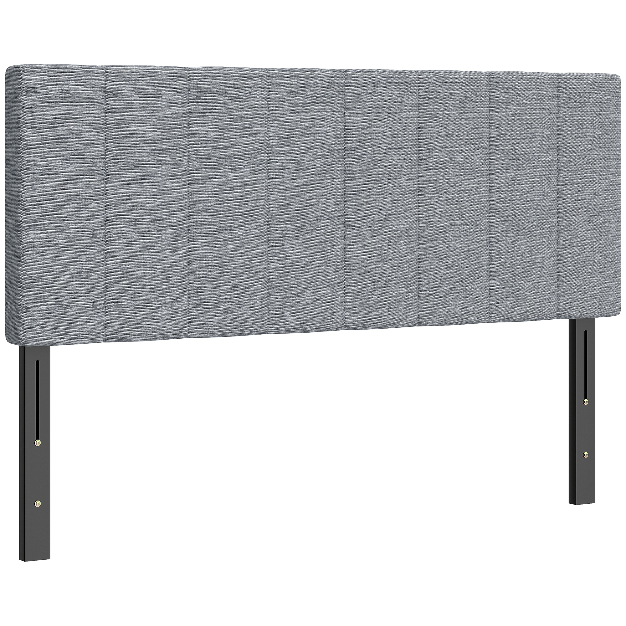Kopfteil 3-fach höhenverstellbar Bettkopfteil mit Metallbeinen Leinenoptik für Schlafzimmer 160x10x106/116/126 cm Grau