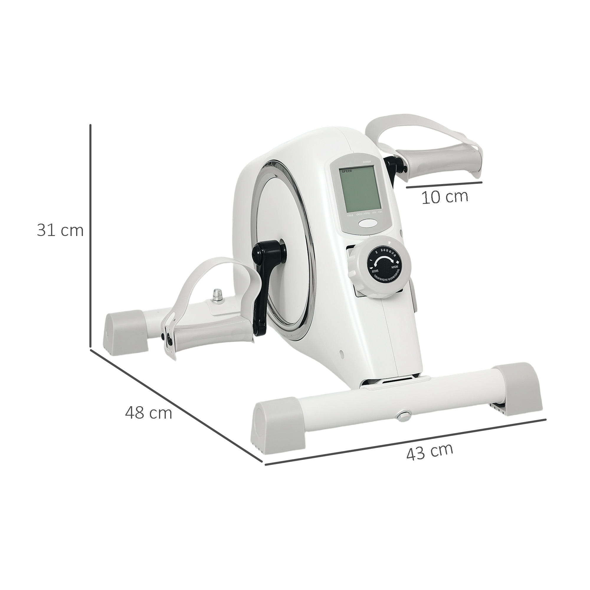 Mini-Heimtrainer, Unter-dem-Schreibtisch-Fußpedale, Arm- und Beinübungen, 8 Widerstandsstufen, Stahl, Weiß