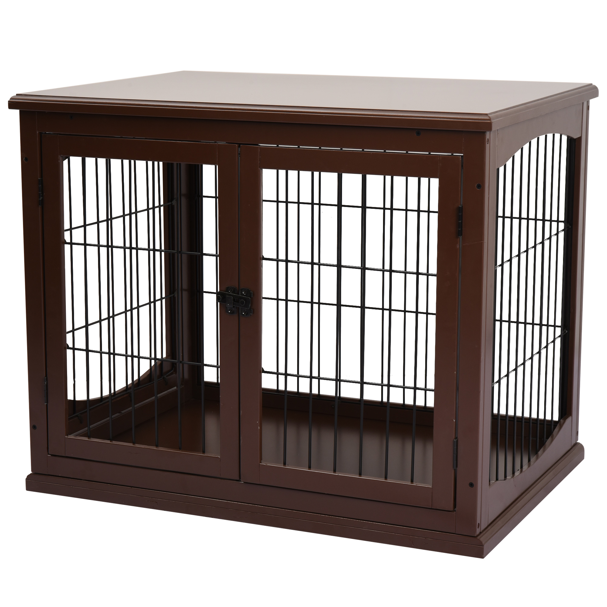 Hundebox, 2 Eingänge, abschließbar, MDF und Metall, 58,4 x 81,3 x 66 cm, Schwarz