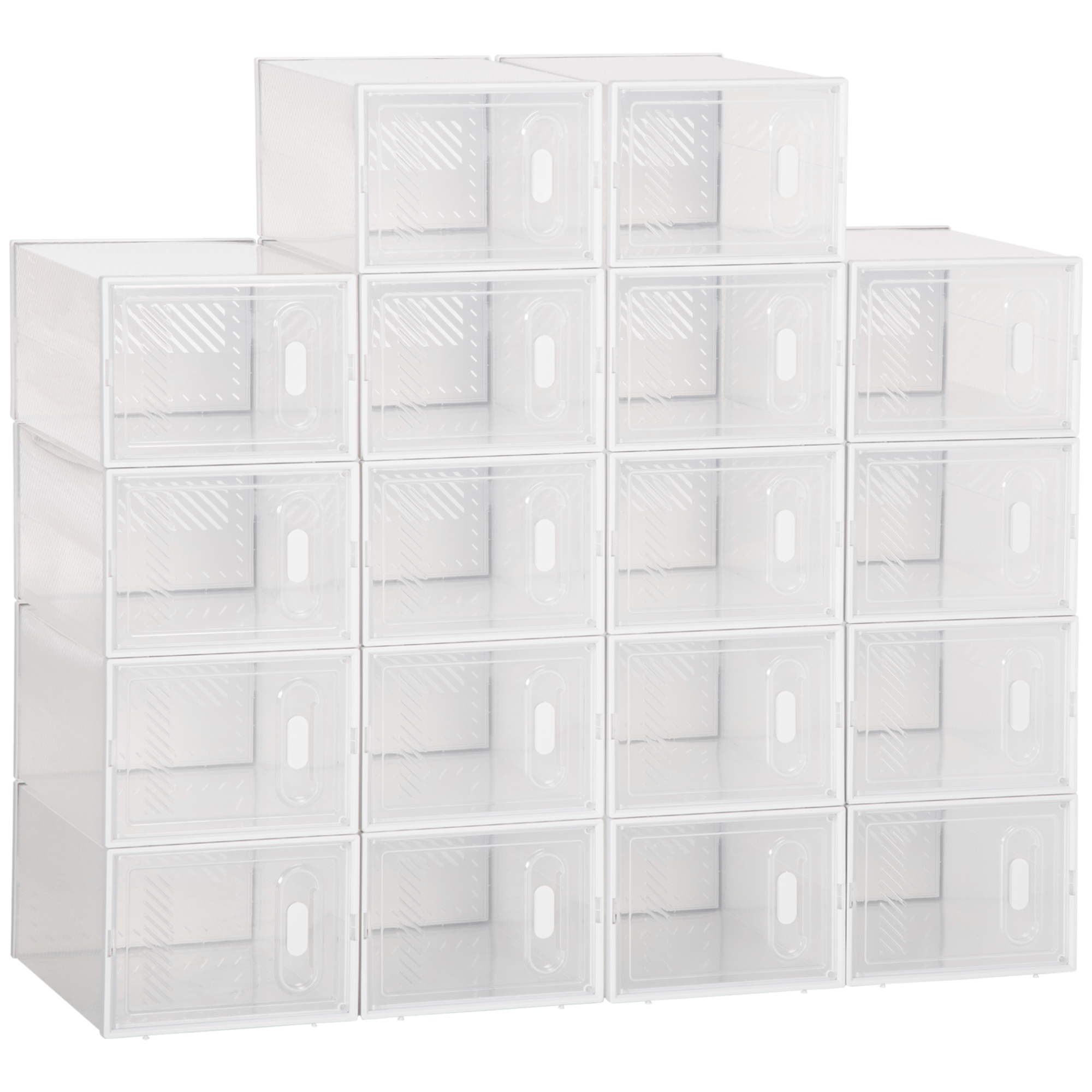 Modulares Regalsystem mit 18 Fächern, Steckregal, 25 cm x 35 cm x 19 cm, Transparent