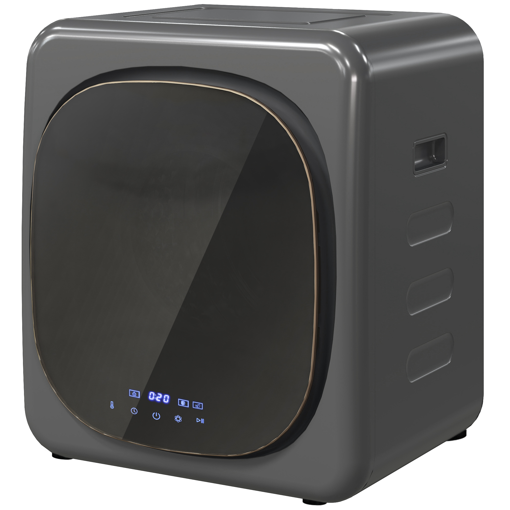 Wäschetrockner mit UV-Desinfektion, kompakte Bauweise, 4 kg Kapazität, Edelstahl, Grau