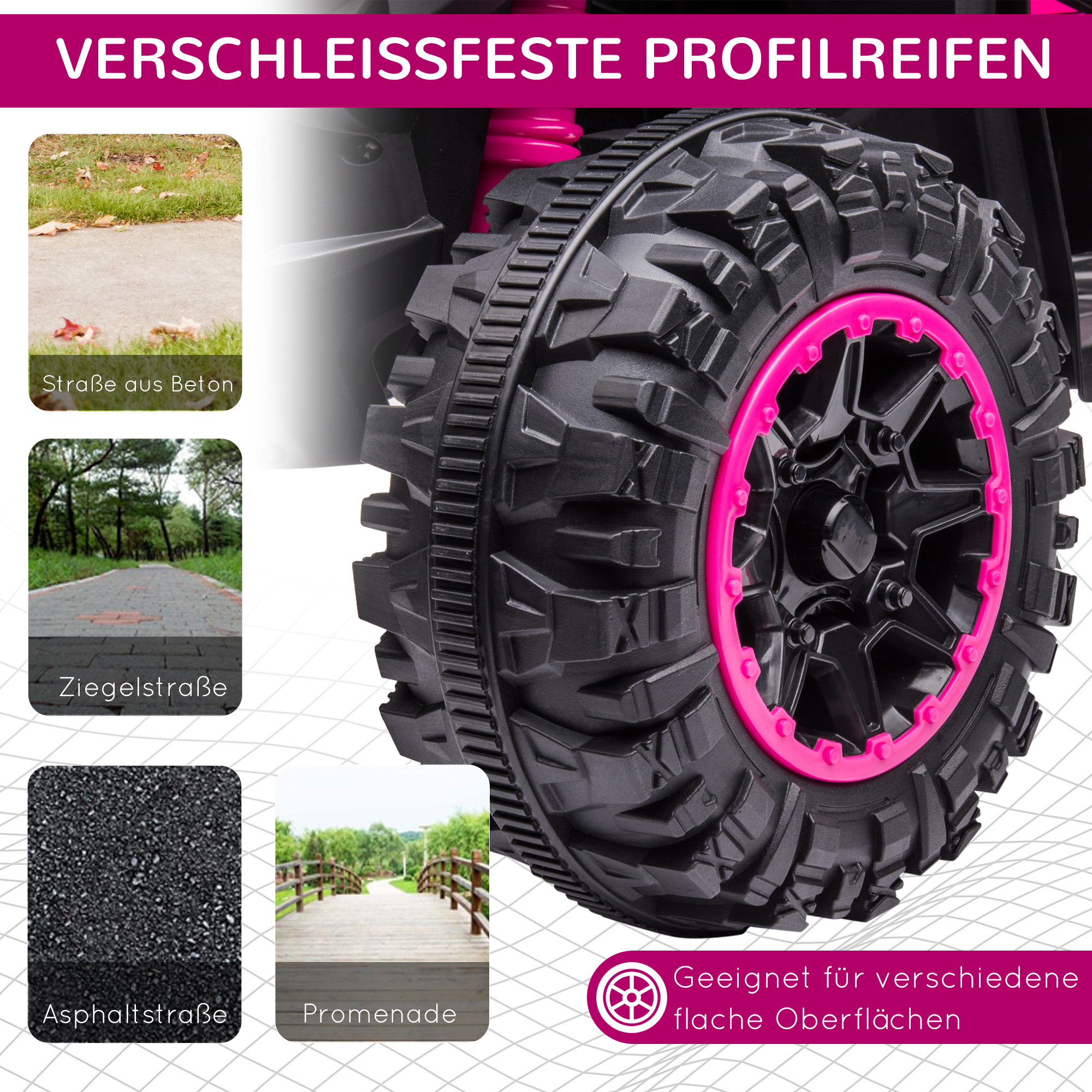 Kinderquad, 3-6 km/h, Licht/Musik, für 3-5 Jahre, bis 25kg, Rosa/Schwarz