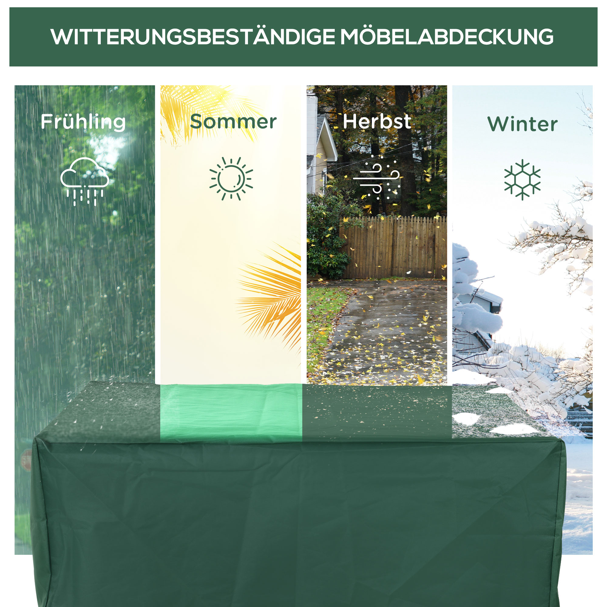 Schutzhülle Abdeckung Abdeckhaube für Gartenmöbel 600D-Oxford Grün 135 x 135 x 75 cm