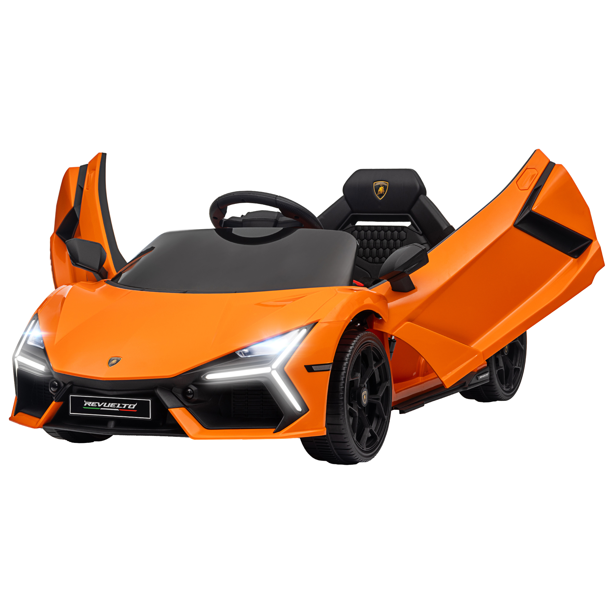 Elektroauto für Kinder von 3-5 Jahren, sanfter Antrieb, fernsteuerbar, mit Hupe, Kunststoff und Metall, Orange Elektroauto für Kinder von 3-5 Jahren, sanfter Antrieb, fernsteuerbar, mit Hupe, Kunststoff und Metall, Orange