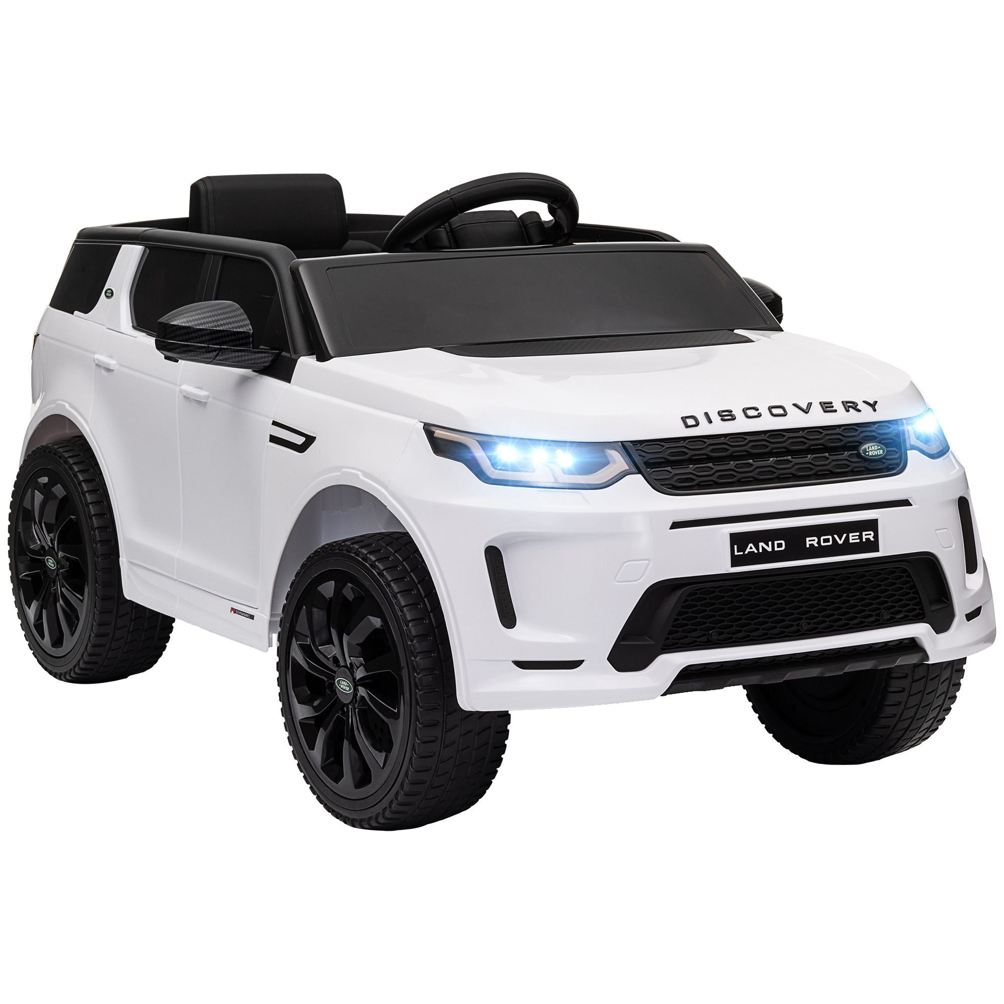 Kinder-Elektroauto, 12V Kinderfahrzeug mit Fernbedienung, LED-Lichtern, Musik und Hupe, 3-6 Jahre, Weiß