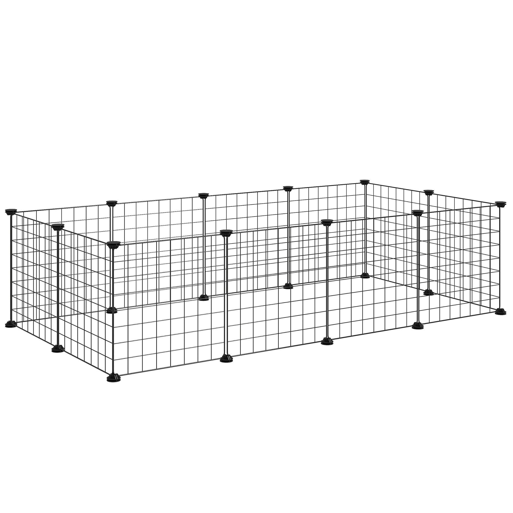 Gittergehege Freigehege Laufgehege für Kleintiere Laufstall Kleintierkäfig Metallgitter flexibel umformbar Schwarz 106 x 73 x 36 cm