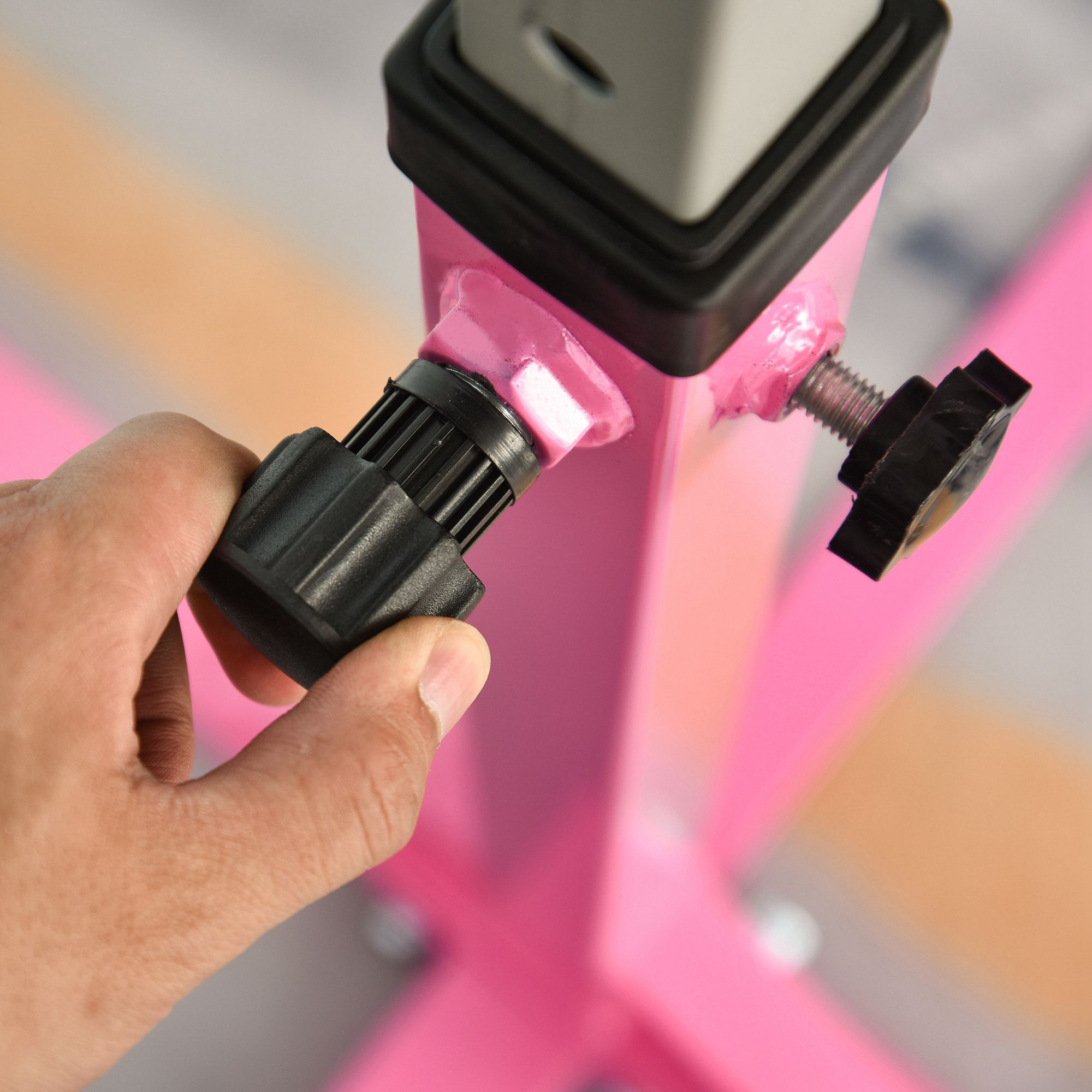 Gymnastik-Turnreck, 13-stufig höhenverstellbar Reckstange, Reck Turnstange aus Holz & stabile Stahlkonstruktion bis 75 kg belastbar, für 3+ Kinder, Indoor, Outdoor, Rosa