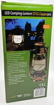 LED Akku Camping Laterne "CT-Copper Pro", ØxH 12x23,5cm, USB-C, warmweiß, dimmbar