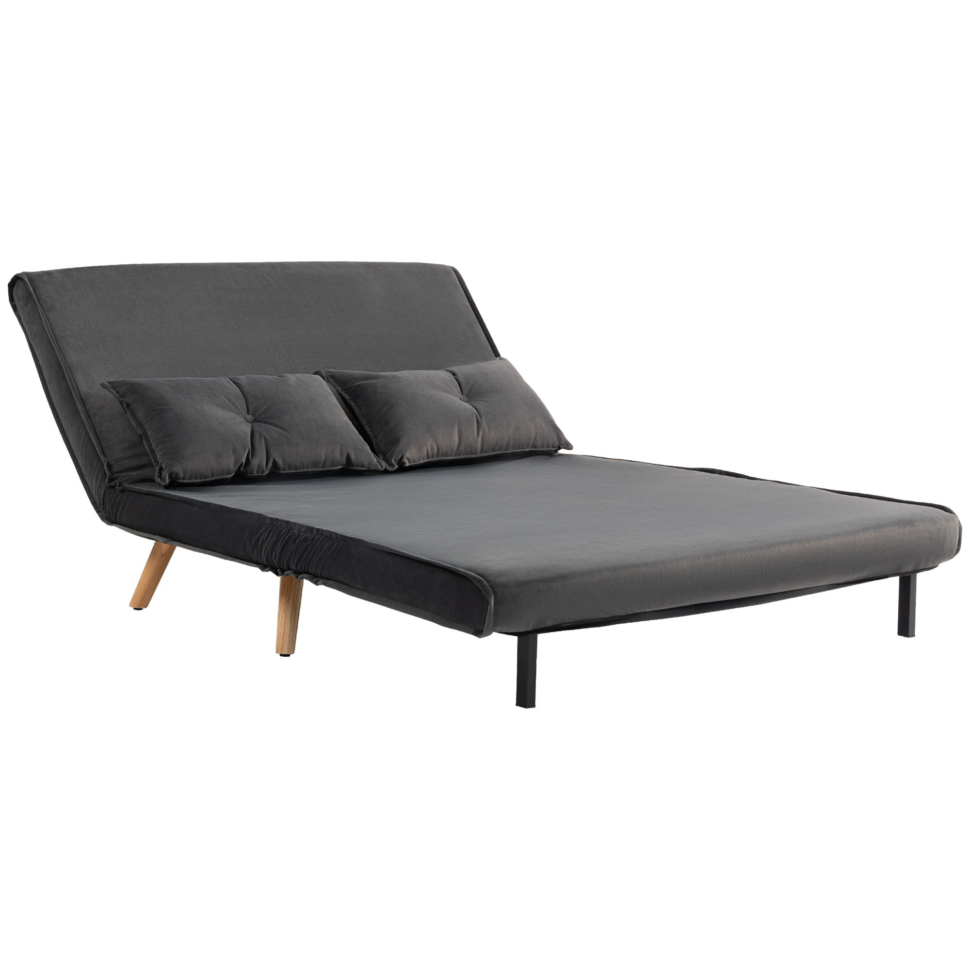 2-Sitzer-Schlafsofa, Bettsofa, in Bett umwandelbare Couch, verstellbare Rückenlehne, Stoffbezug, Metallrahmen, Grau 2-Sitzer-Schlafsofa, Bettsofa, in Bett umwandelbare Couch, verstellbare Rückenlehne, Stoffbezug, Metallrahmen, Grau
