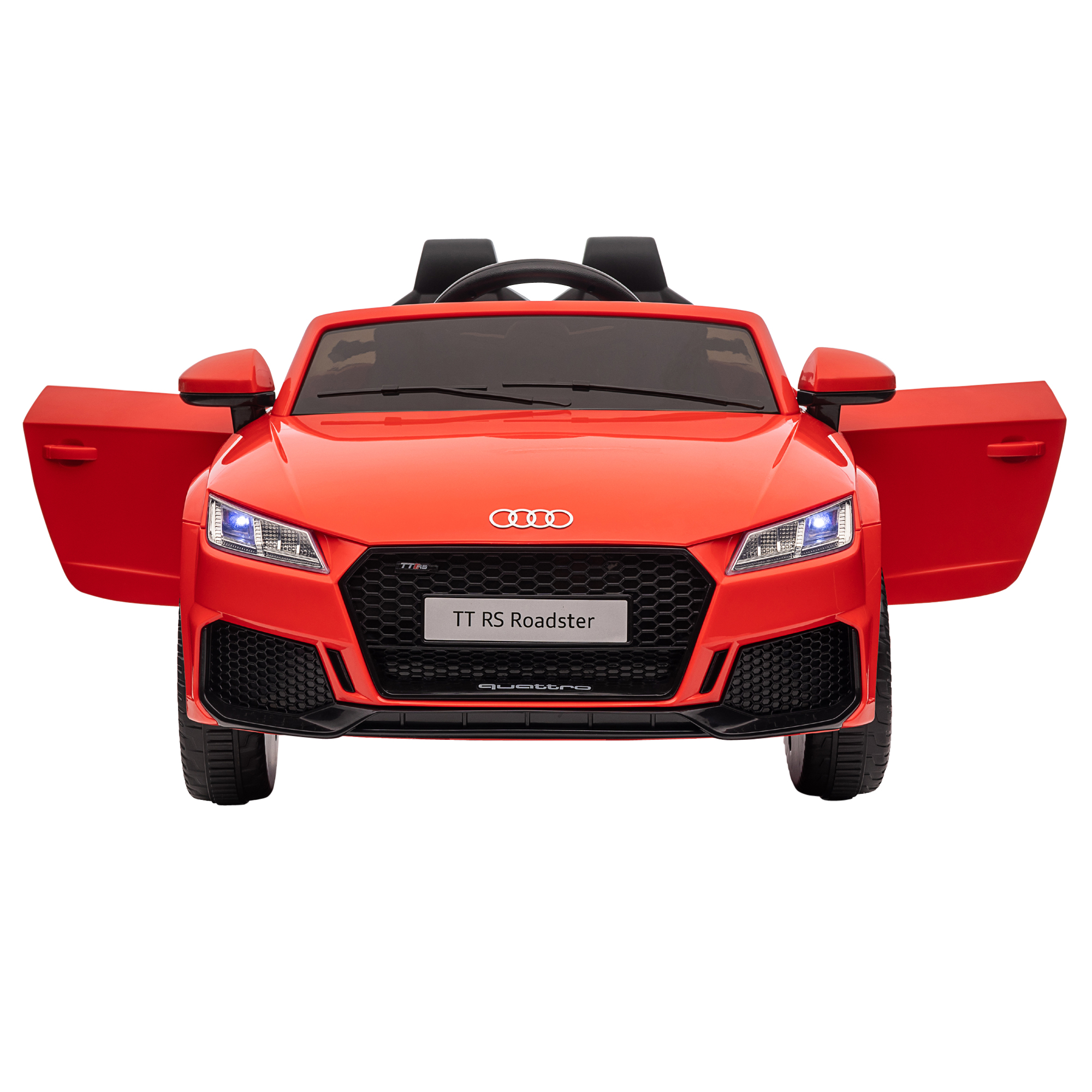 Kinderfahrzeug Audi 12V mit 2,4G Fernbedienung, Musik, Hupe, Elektrofahrzeug mit LED-Leuchte, USB/MP3-Anschluss, Rückwärtsfunktion, für Kinder 3-5 Jahre, rot