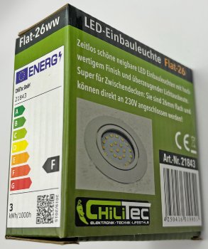 LED-Einbauleuchte "Flat-26" warmweiß, 80x26mm, 3W, 370lm, weißes Gehäuse