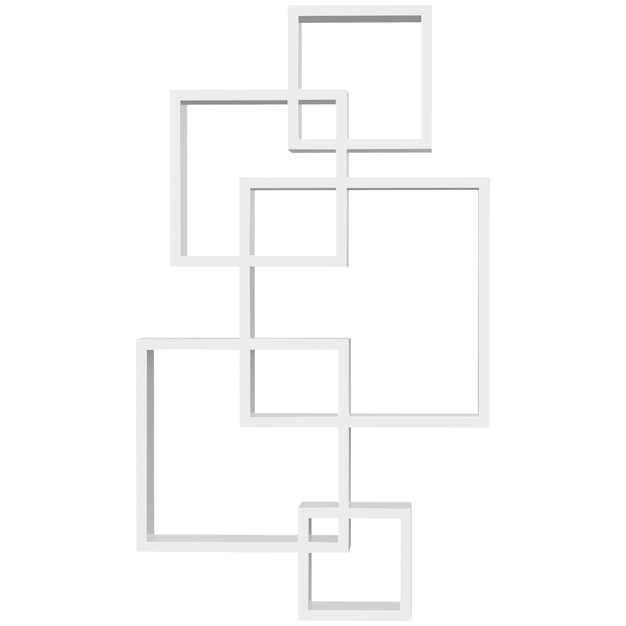 Wandregal, Schweberegal, 5 Regale, Massivholz, Weiß Wandregal, Schweberegal, 5 Regale, Massivholz, Weiß