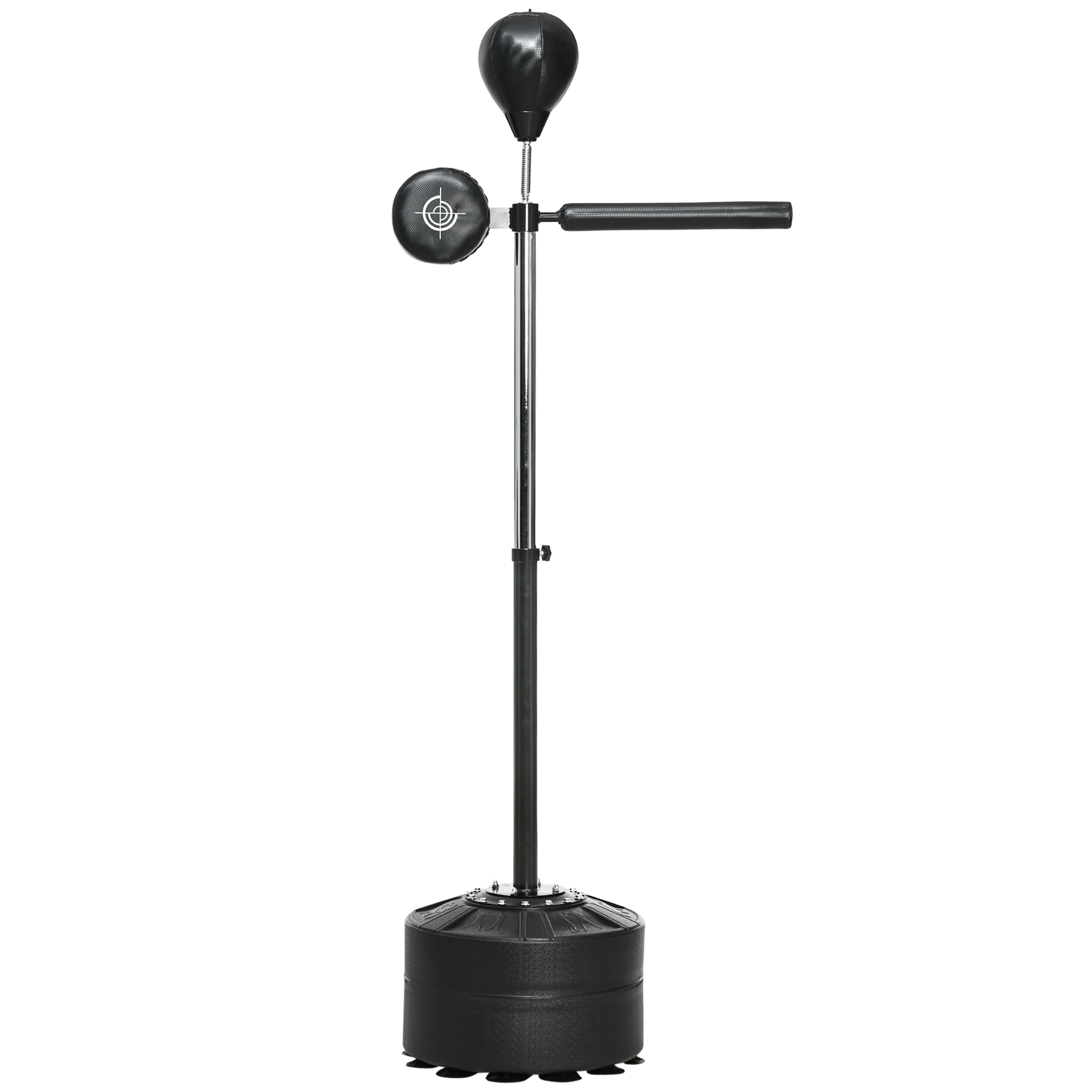 Höhenverstellbarer Punchingball, 360° drehbar, inkl, Boxbandagen, Schwarz, 80,5 x 48 x 163-205 cm