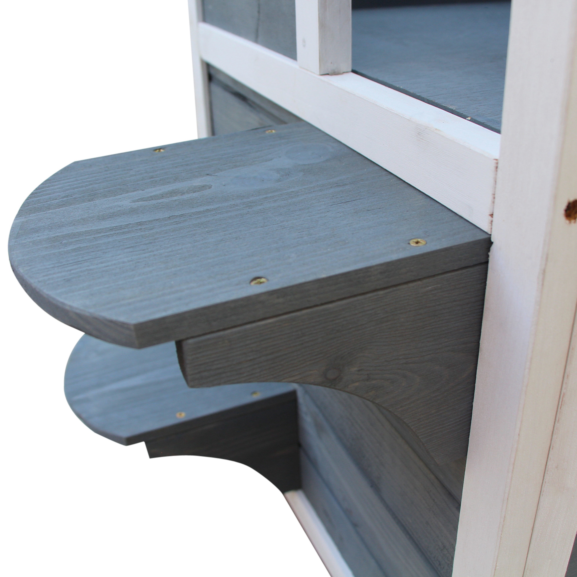 Katzenhaus aus Holz 2 Etagen Winterfest wasserdicht Katzenhütte mit Asphaltdach Treppen Fenster Katzenhöhle Outdoor Schutzhütte für Draußen Garten Balkon 51 x 51 x 81,3 cm Grau