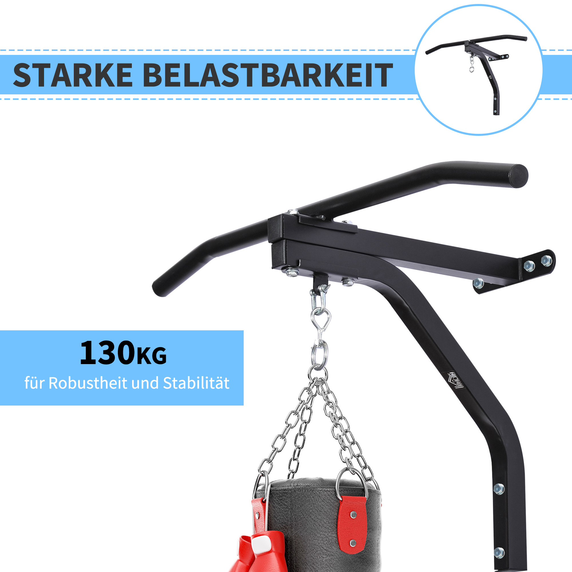 Boxsackhalterung Wandhalterung Boxsack Sandsack Halterung Tragkraft Stahl Schwarz 93 x 47 x 51 cm