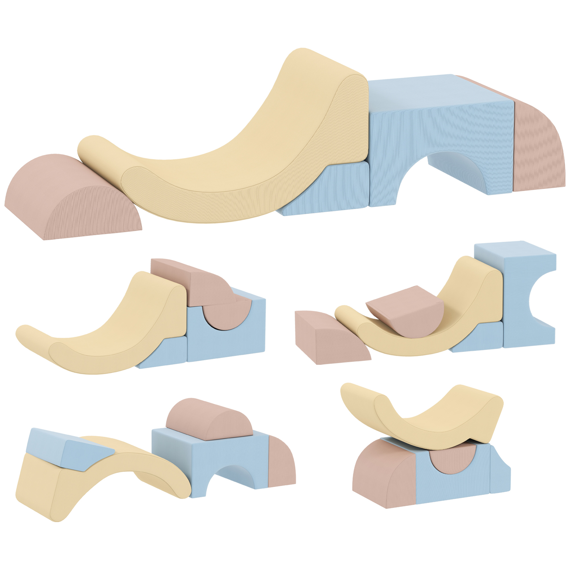 5er-Set Schaumstoff-Kletterblöcke, Cordbezug, leichtes Gewicht, zum Bauen, Krabbeln, Klettern, Bunt