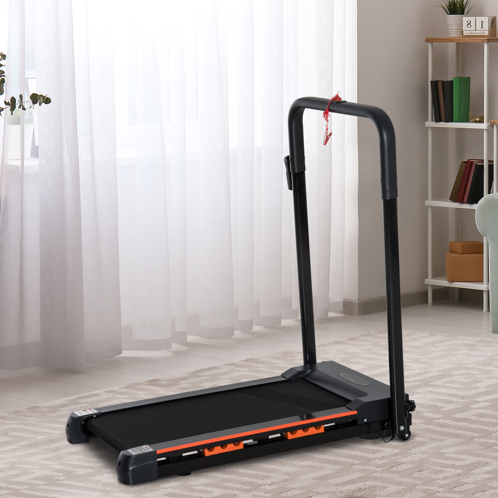Elektrisches Laufband für Zuhause mit LCD Display, Faltbares Fitnessgerät, 1-6 Km/h, Stahl, Schwarz, 105 x 56 x 108,5 cm