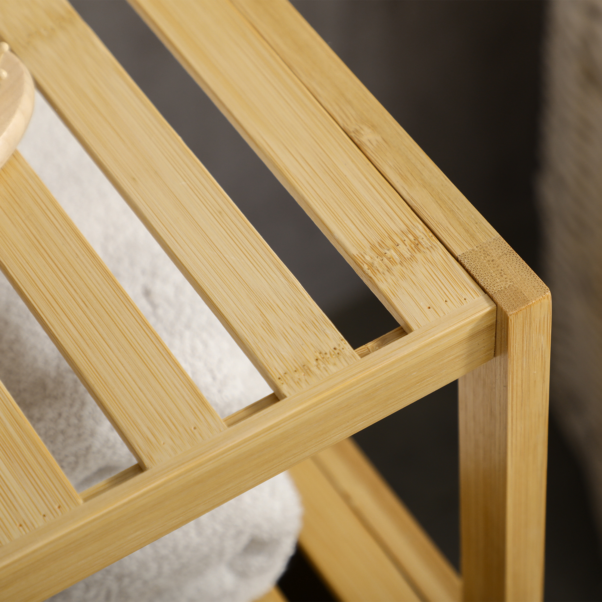 Badezimmerschrank Badregal, Bambus, 1Ablage, 1 Schrank, 33 cm x36.5 cm x67 cm, Natur