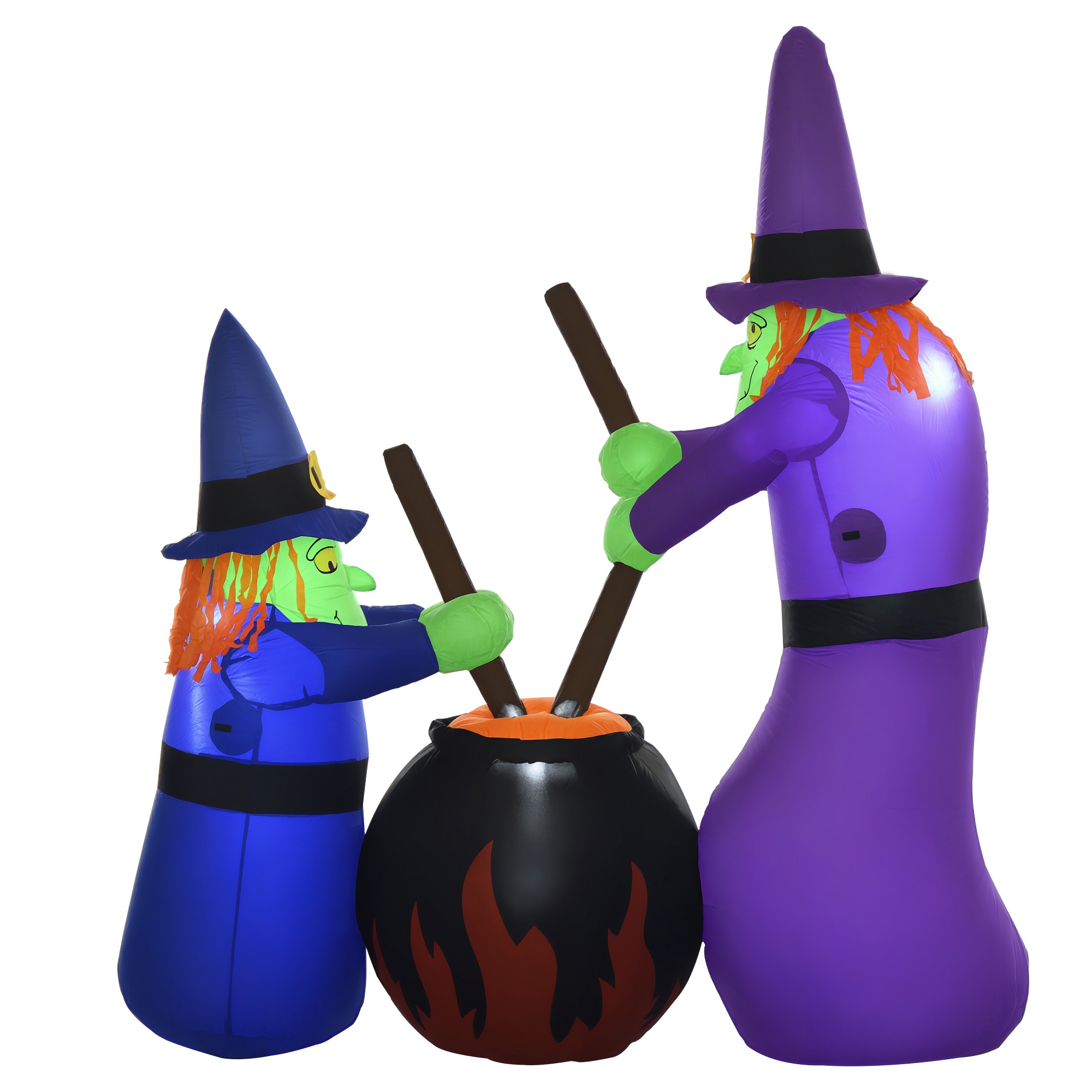 Aufblasbare Hexen Hexenkessel Figur Luftfigur Halloween Deko mit LED Beleuchtung, Polyester, 170x60x180cm