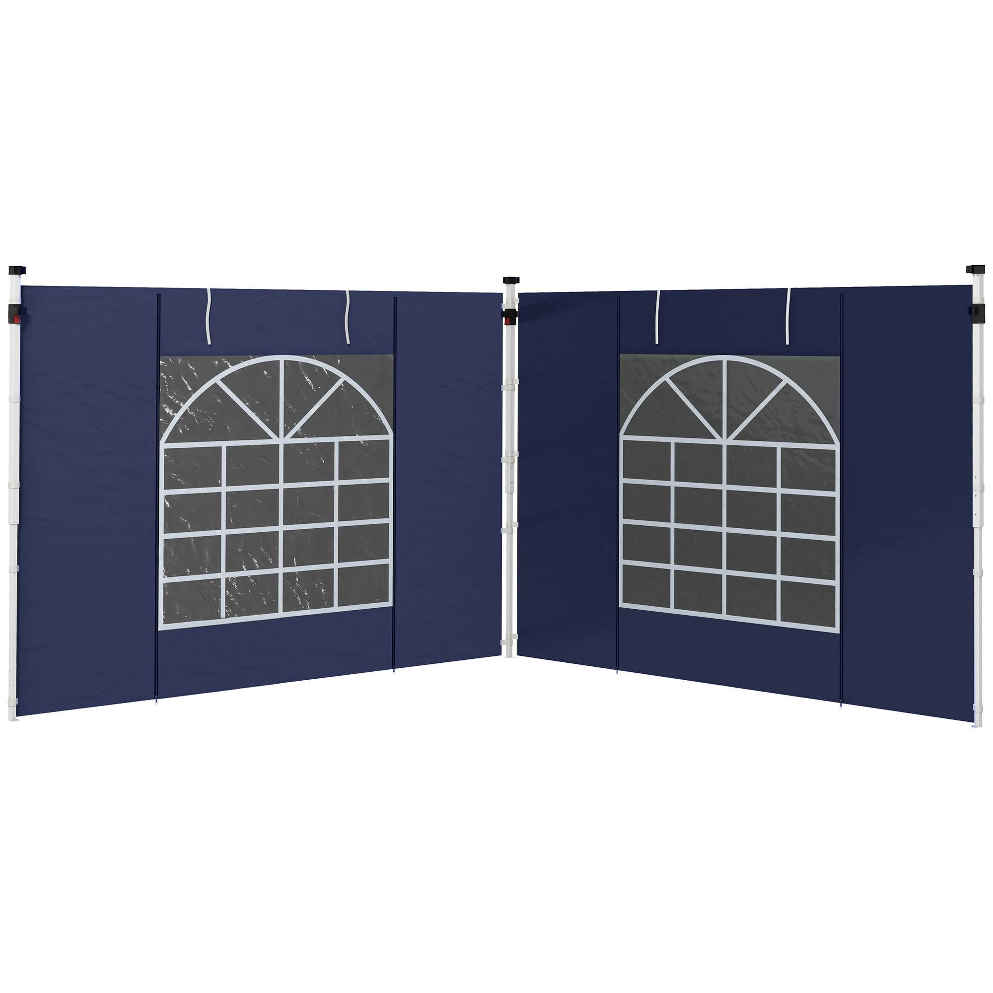 Pavillon-Vorhänge, 2er-Set, für 3x6m oder 3x3m Gartenpavillons, mit Fenstern und Türen, Blau Pavillon-Vorhänge, 2er-Set, für 3x6m oder 3x3m Gartenpavillons, mit Fenstern und Türen, Blau