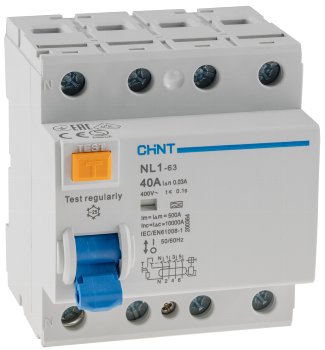 FI Fehlerstrom-Schutzschalter 30mA, 40A, 4-polig für DIN Trägerschiene