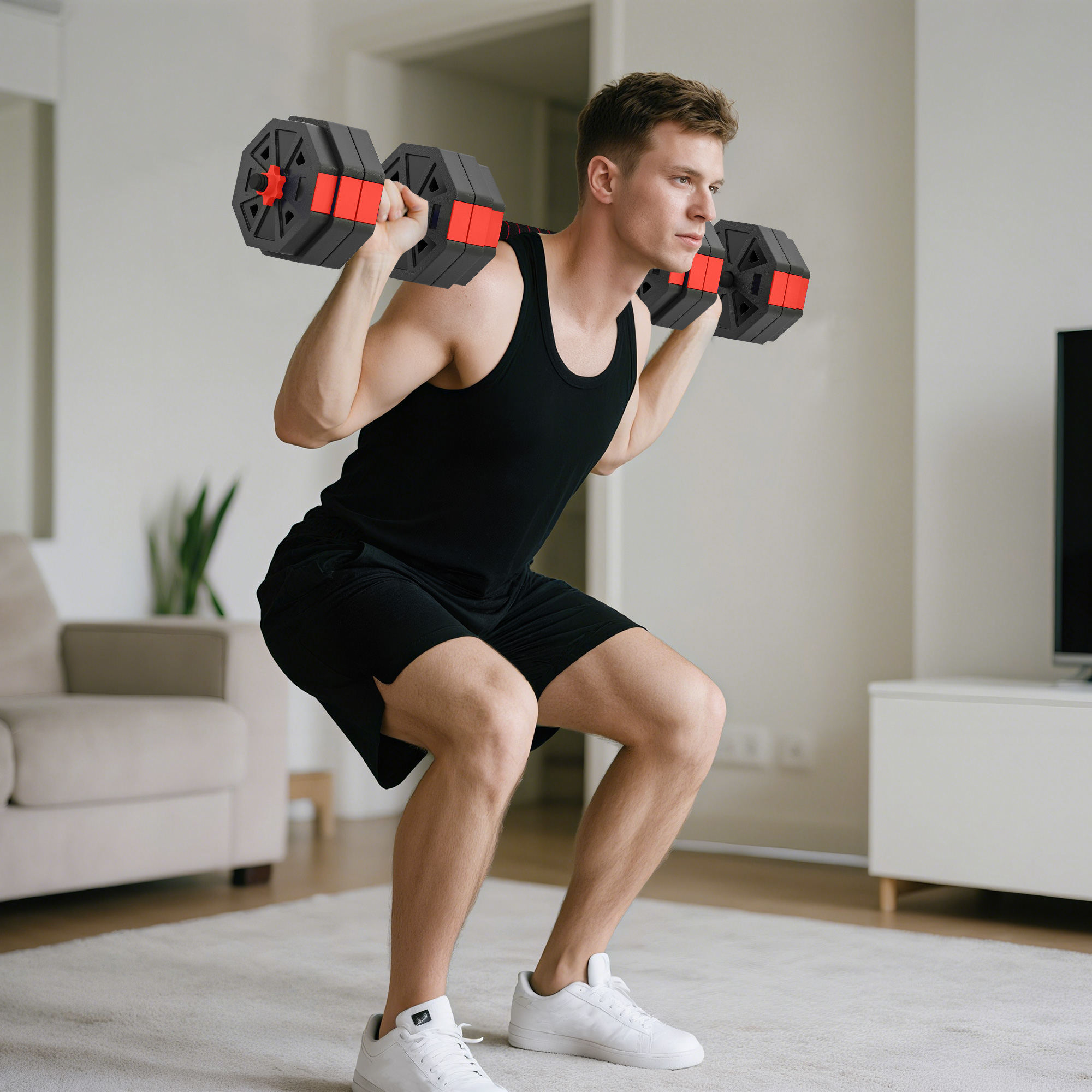 4-in-1 Hantelset Kurzhantel Set Kurzhanteln Langhanteln verstellbar 25 KG für Krafttraining Zuhause