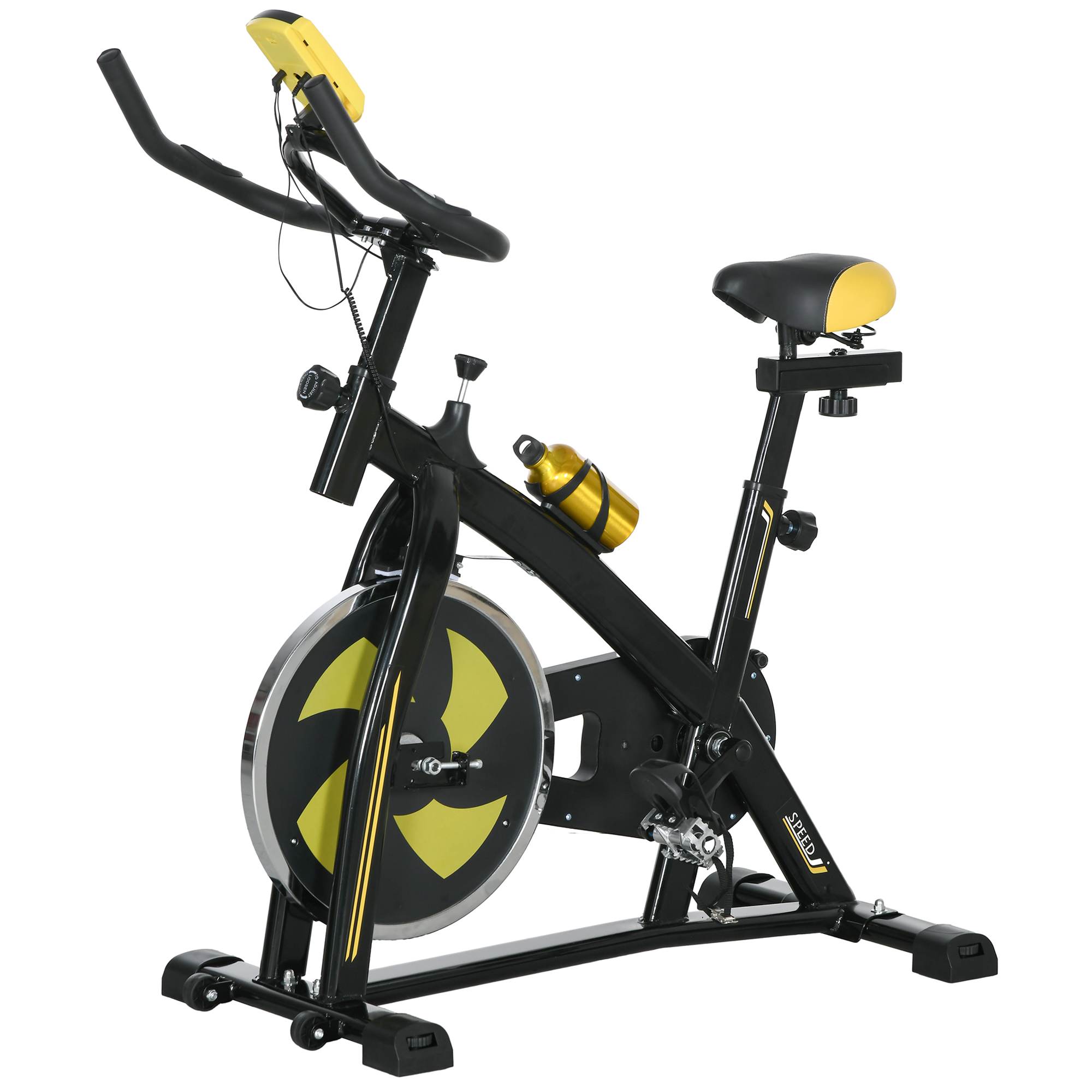 Heimtrainer, leise, anpassbarer Widerstand, Pulssensor, Monitor, Gelb