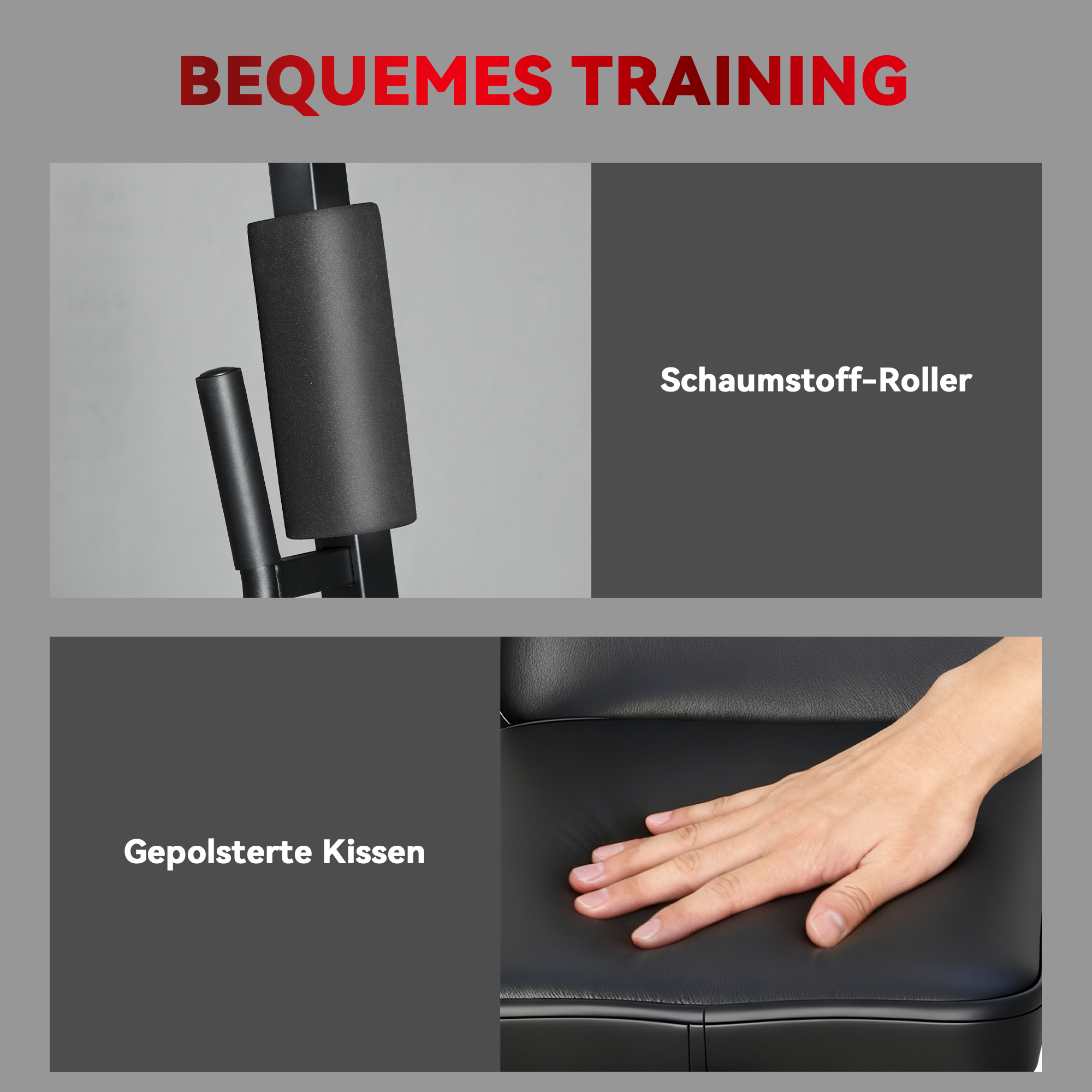 Multifunktions-Trainingsstation, Heimfitness-Maschine für über 10 Übungen, Gewichte, anpassbare Fitnessbank, Schwarz