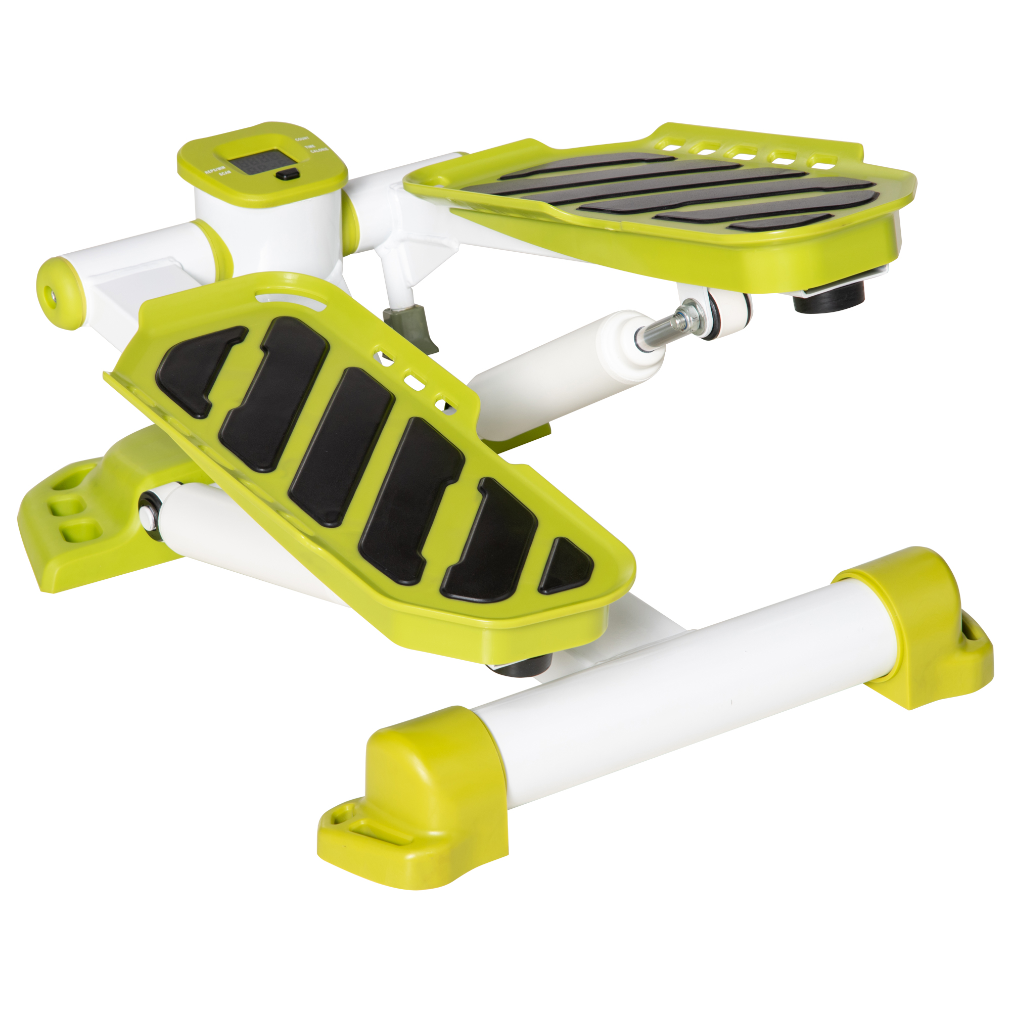 Mini-Stepper, tragbar, rutschfest, Hydraulikzylinder, LCD-Display, Metall/ABS, 48x34x21 cm, Weiß/Gelb