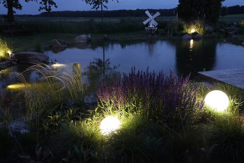 Garten Kugelleuchte Erdspieß "CT-GL20cm", IP44, 230V, 1,5m Kabel, E27 Fassung