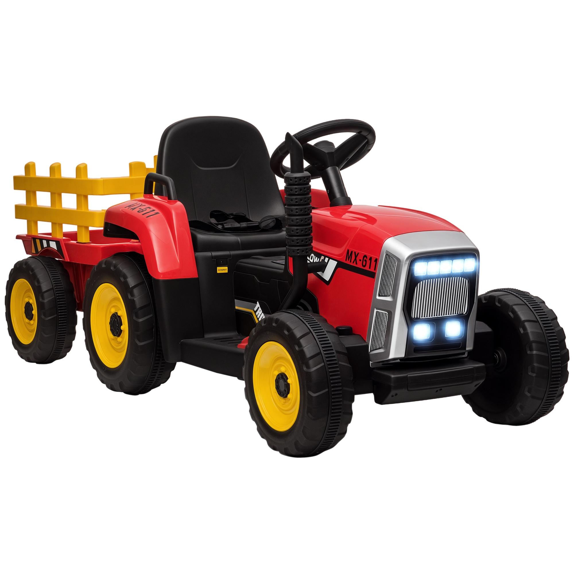 Elektrischen Kinderauto, Kinder-Traktor, inkl, Eltern-Fernbedienung, max, Geschwindigkeit von 6 km/h; Rot + Schwarz