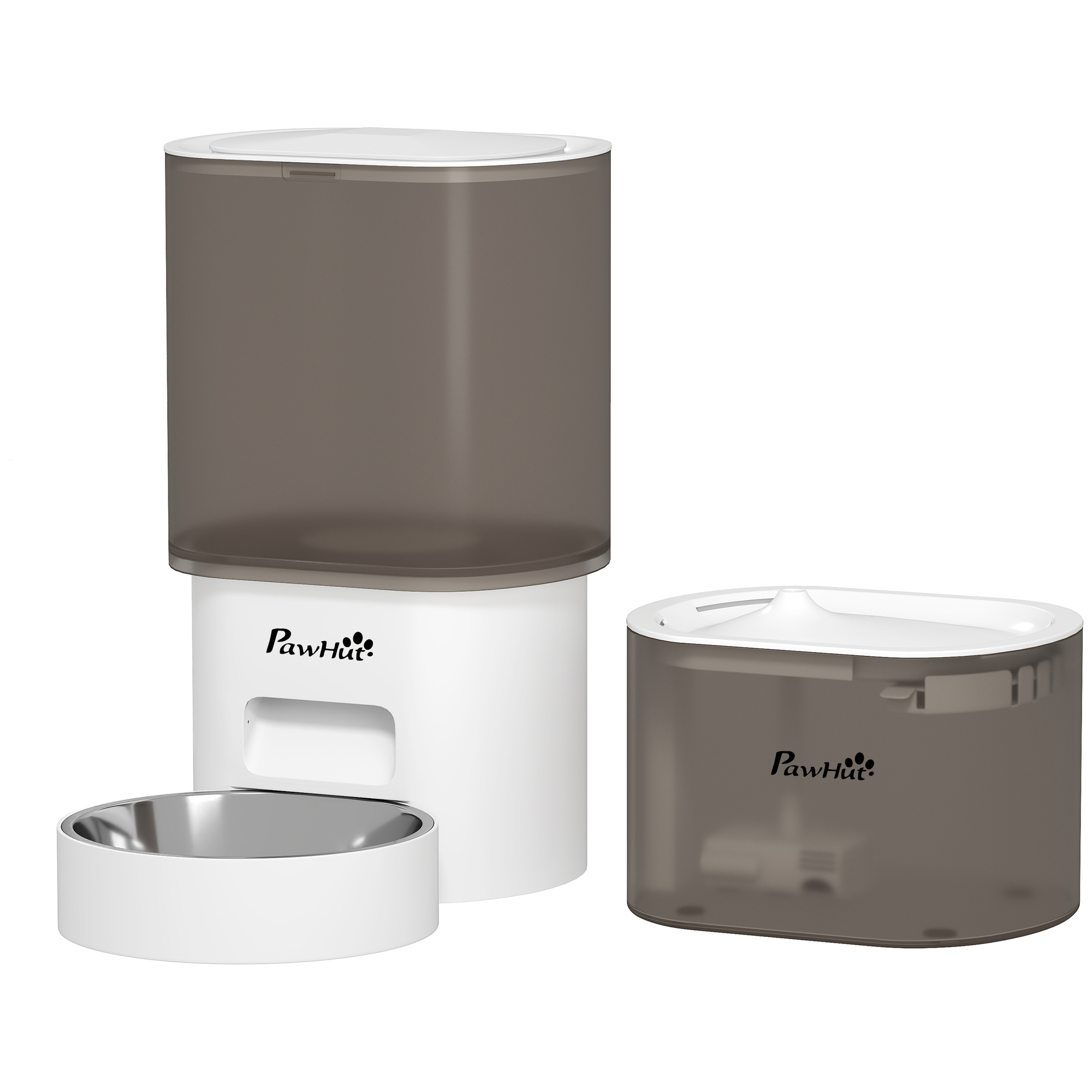 Automatischer Futterspender und 2,5 L Wasserspender für kleine Hunde, Katzen Weiß