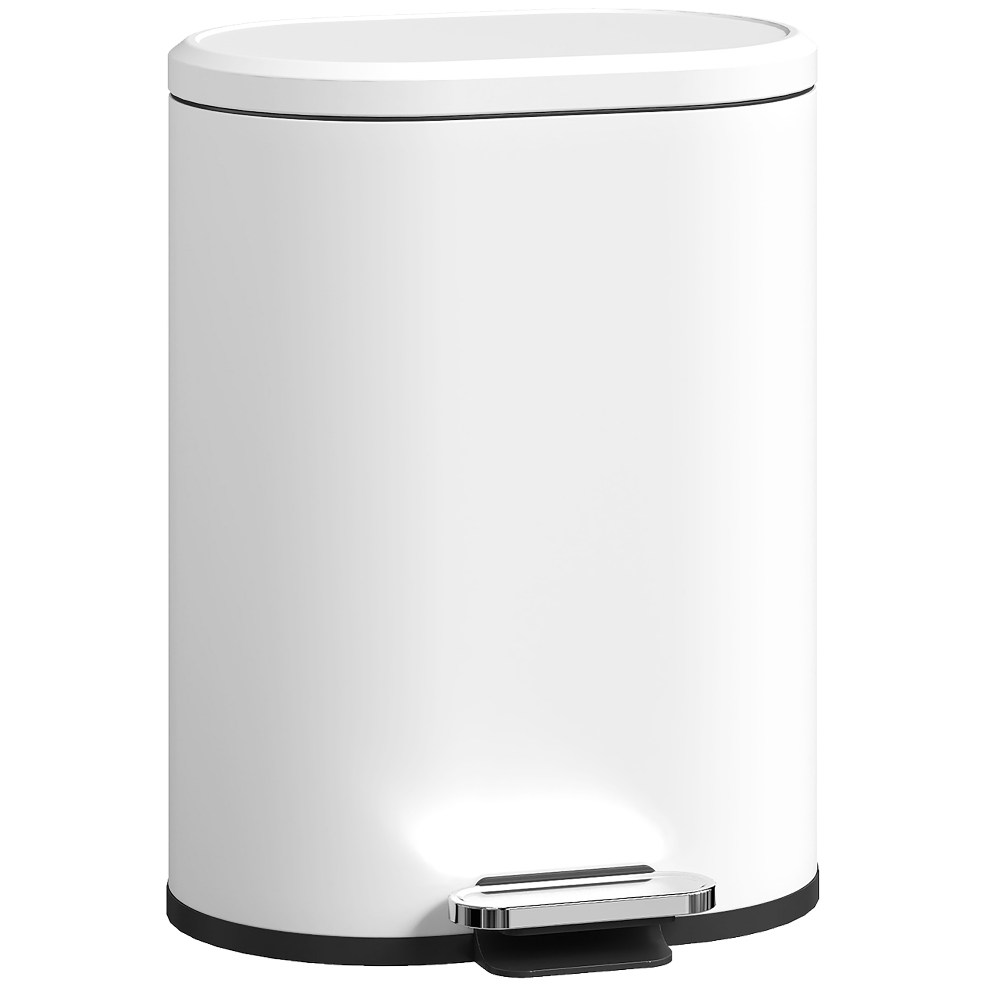 Mülleimer 12L Treteimer Abfalleimer mit Deckel, Fußpedal, Inneneimer, Soft-Close-Funktion, 30 x 25,5 x 37,5 cm, Weiß