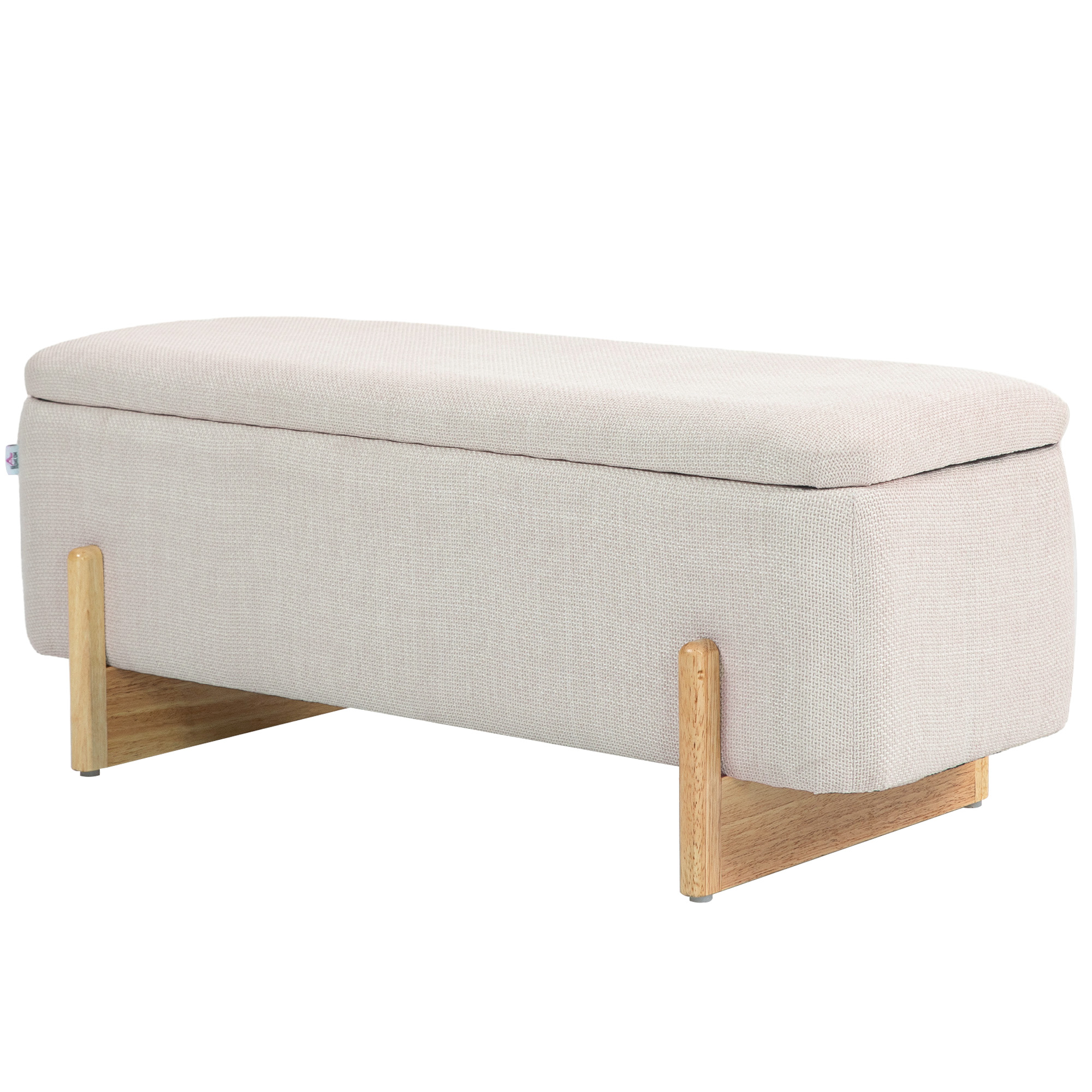 Hocker mit Stauraum, Sitzbank mit Schaumstoffpolsterung, Leinenimitat, 111 x 44 x 44,5 cm, Cremeweiß Hocker mit Stauraum, Sitzbank mit Schaumstoffpolsterung, Leinenimitat, 111 x 44 x 44,5 cm, Cremeweiß