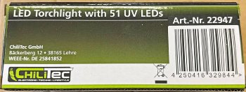 LED-Taschenlampe mit 51 UV LEDs, Schwarzlicht, ØxL 55x145mm