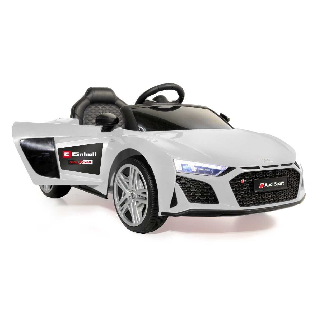 Kinderfahrzeug Audi R8 Spyder weiß Einhell Power X-Change inkl. Starter Set