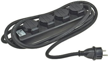 Gartensteckdosenleiste für Außen, 4-fach, IP44, H07RN-F 3G1,5mm², Zuleitung 3m Gartensteckdosenleiste für Außen, 4-fach, IP44, H07RN-F 3G1,5mm², Zuleitung 3m