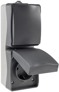 NUQUI Feuchtraum Schalter & Steckdose, IP54, Aufputz, 250V~/ 10A/16A, Vertikal NUQUI Feuchtraum Schalter & Steckdose, IP54, Aufputz, 250V~/ 10A/16A, Vertikal
