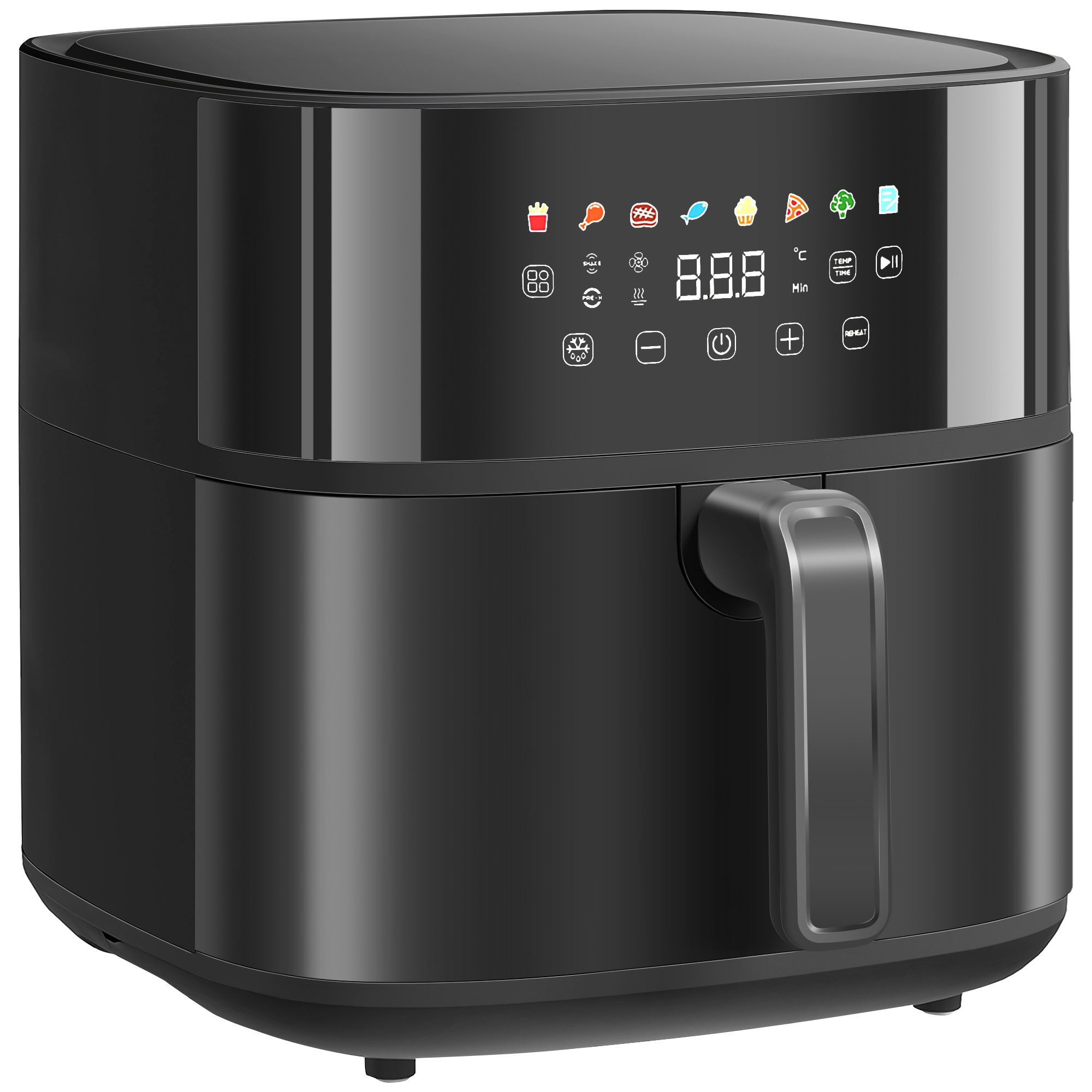 Heißluftfritteuse, Air Fryer, 8 Programme, 8 Liter, LED-Screen, Schwarz