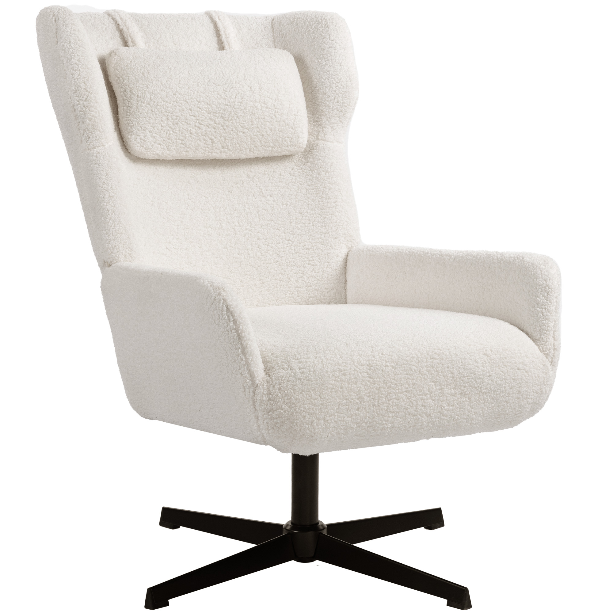 Akzentstuhl, Polstersessel mit Fleece-Bezug, Drehfuß, Metallrahmen, Cremeweiß Akzentstuhl, Polstersessel mit Fleece-Bezug, Drehfuß, Metallrahmen, Cremeweiß