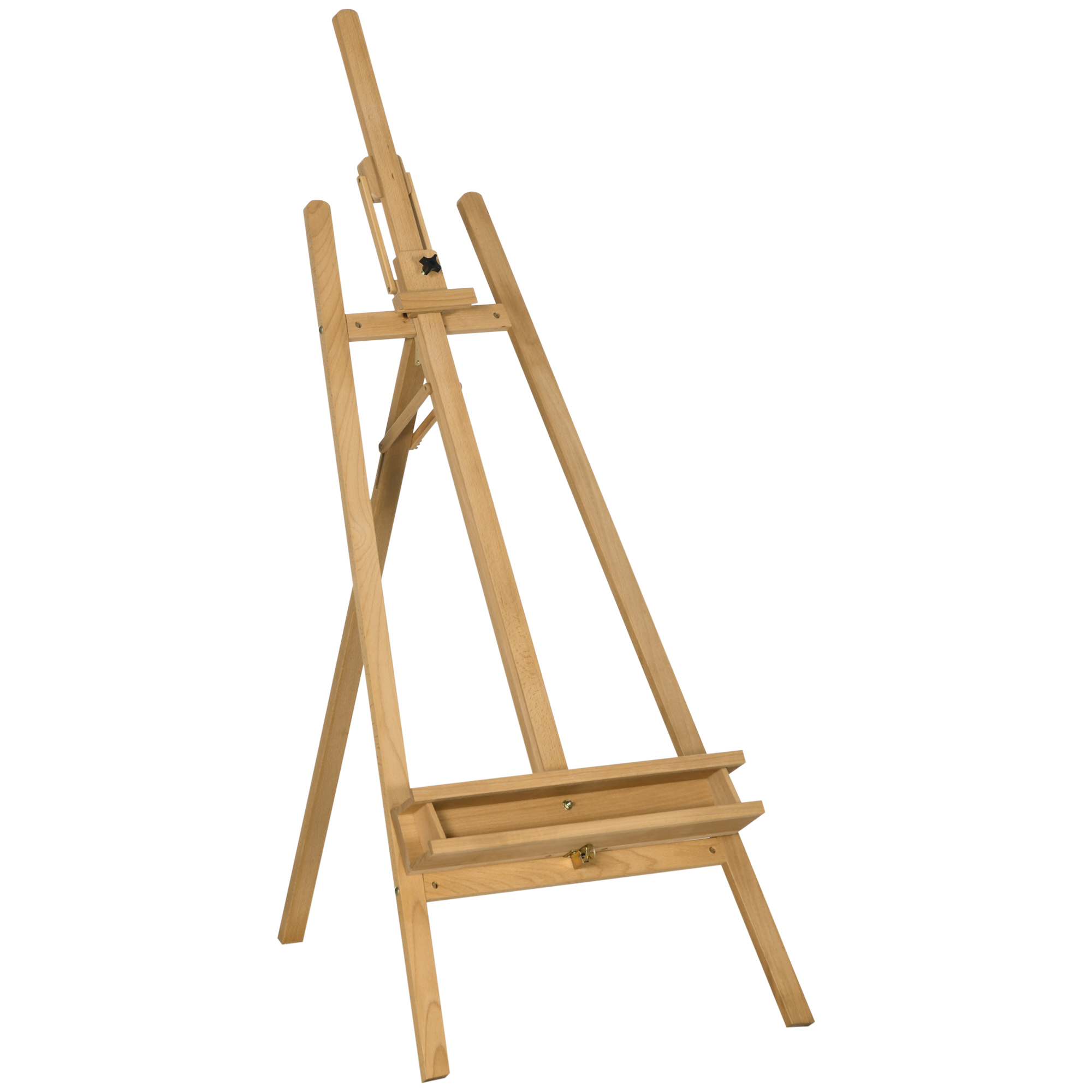 Staffelei, Holzstaffelei, höhenverstellbar, klappbar, Stiftablage, Buchenholz, 65 x 110 x 180-235 cm