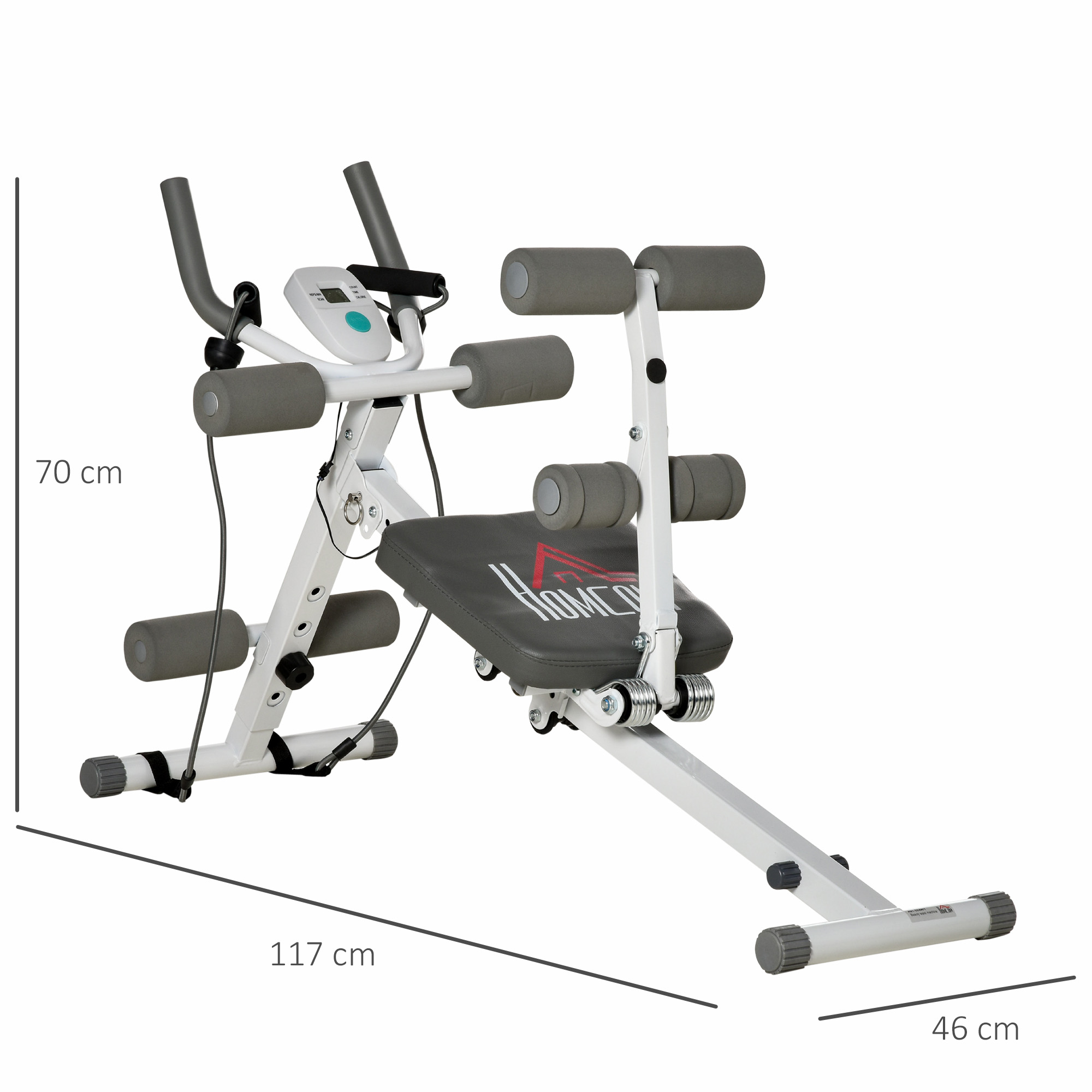 2-in-1 Trainingsgerät für Sit-ups, mit LCD-Monitor, Fitness-Gerät für Zuhause, Stahl, Kunstleder