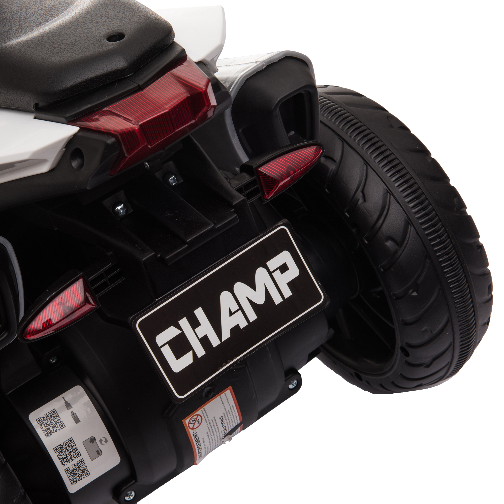 Elektro-Kindermotorrad, Lichter & Geräusche, 3 km/h, wiederaufladbar, Kunststoff & Metall, Schwarz/Weiß