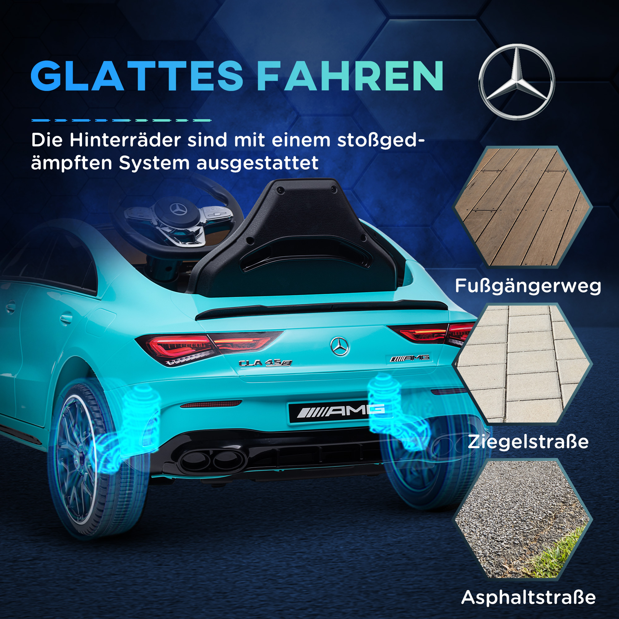 Kinder-Elektroauto, fernsteuerbar, mit Transportrollen, LED-Lichter, Hupe, für Kinder von 3-6 Jahren, Hellblau