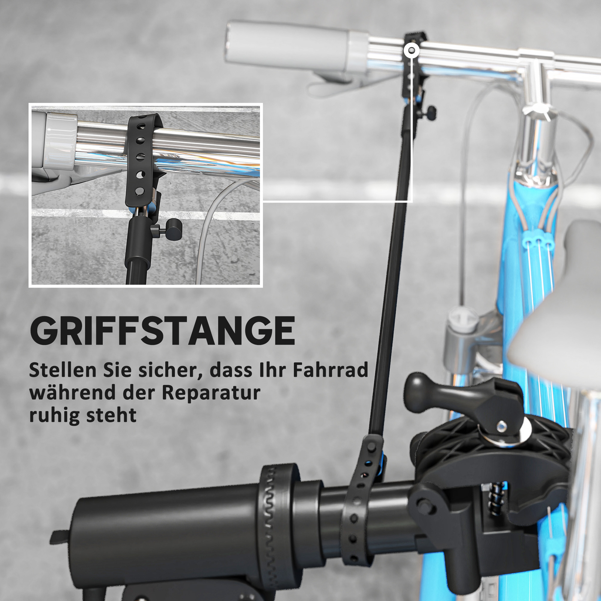 Fahrrad-Reparatur-Ständer, Halter für Fahrräder zum Warten und Reparieren, 40 kg belastbar, höhenverstellbar, Schwarz
