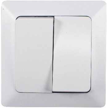 MILOS Serien-Schalter 2-fach weiß matt, 250V~/ 10A, inkl. Rahmen, UP