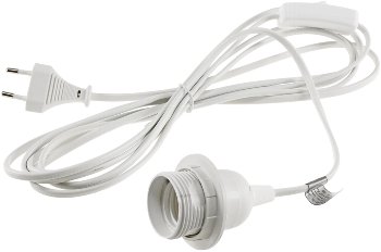 Netzkabel mit Schalter und E27 Fassung, 1,4m + 2m lang, weiß Netzkabel mit Schalter und E27 Fassung, 1,4m + 2m lang, weiß